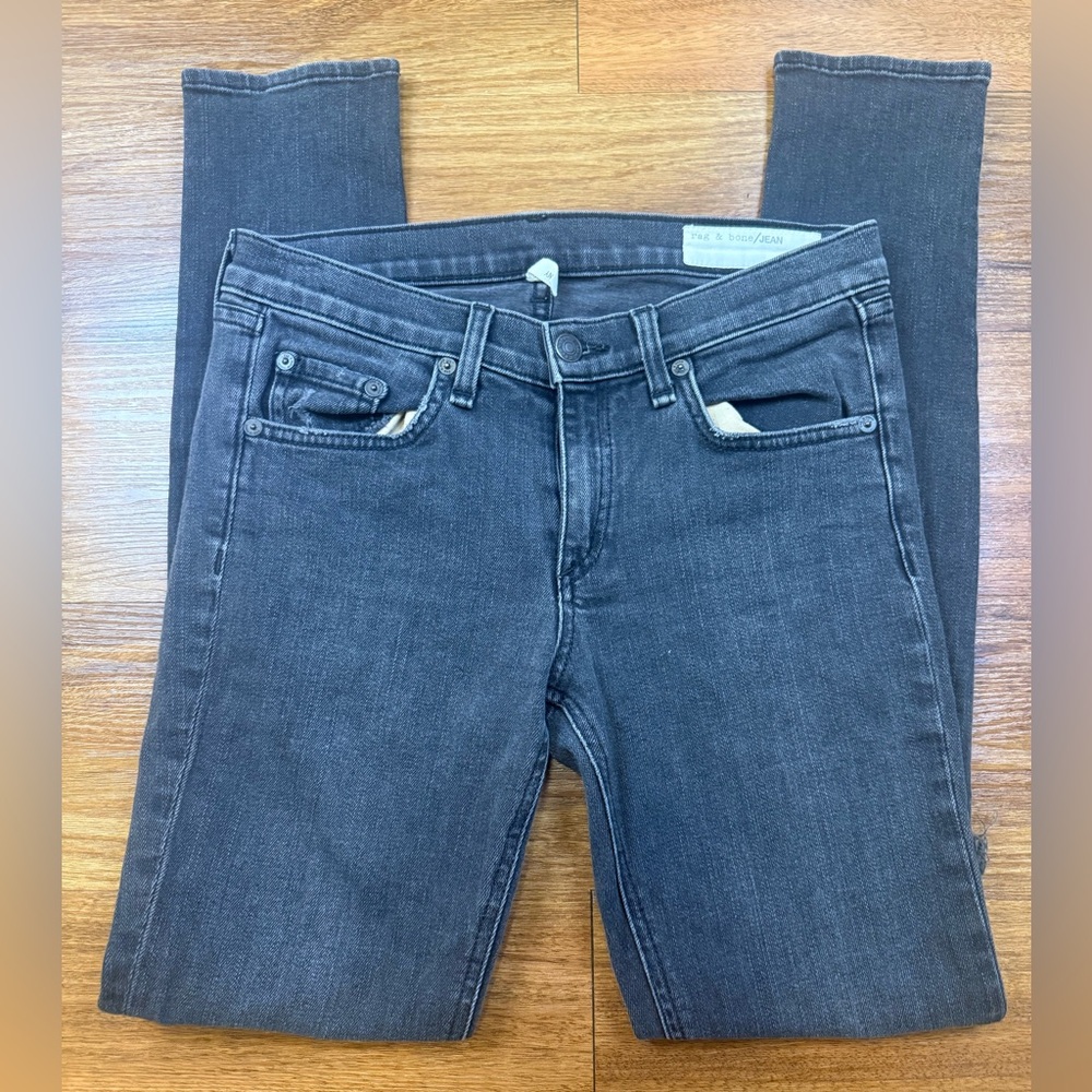RAG & BONE Skinny Fit Jeans In Rock with Holes